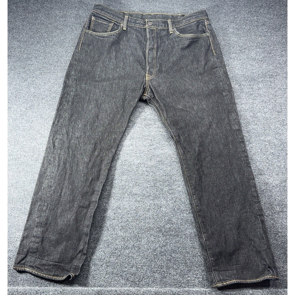 Levi's 501 Orig Fit Button Fly Jeans Dark Rigid Denim Mens 40x32 (38x30 Actual)